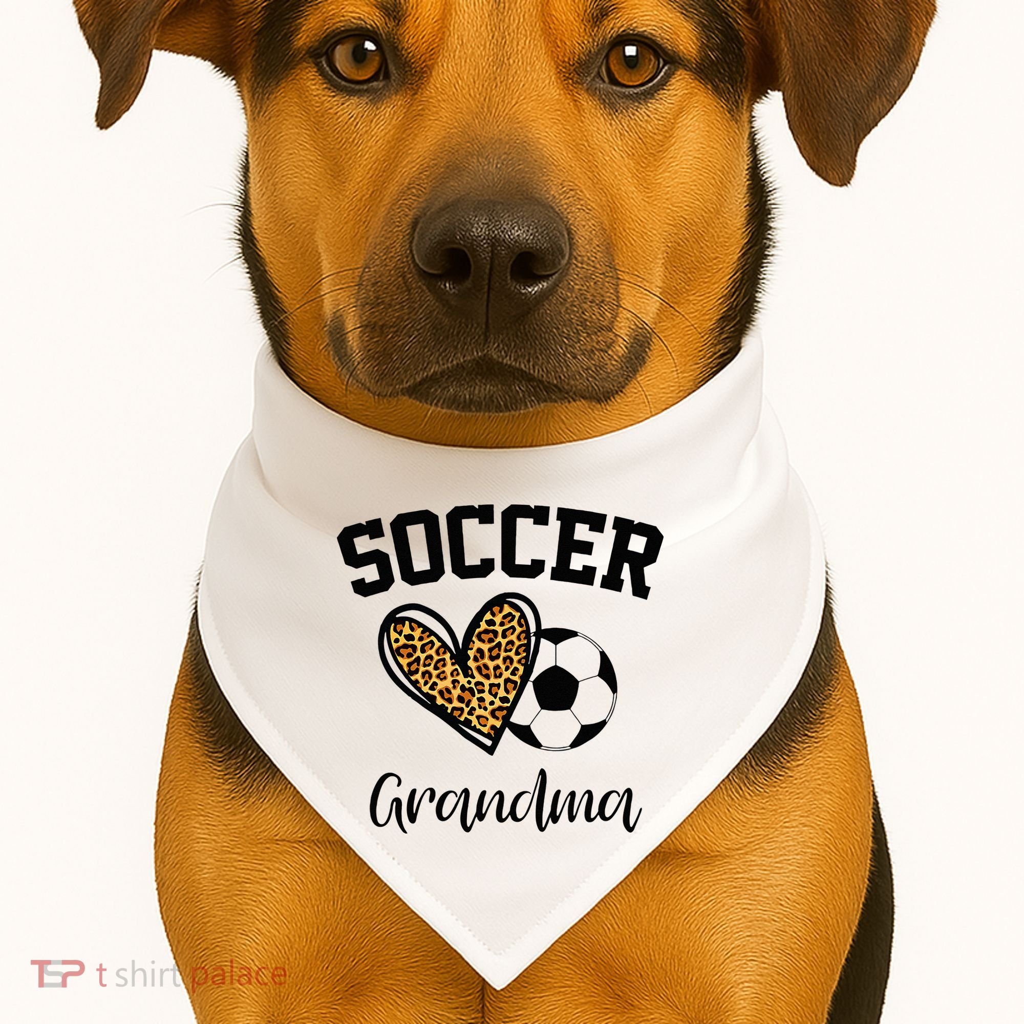 Soccer Grandma Leopard Heart Funny Mothers Day USA-Made Doggie Bandana