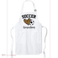 Soccer Grandma Leopard Heart Funny Mothers Day Apron thumb 0