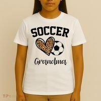 Soccer Grandma Leopard Heart Funny Mothers Day T-Shirt thumb 4