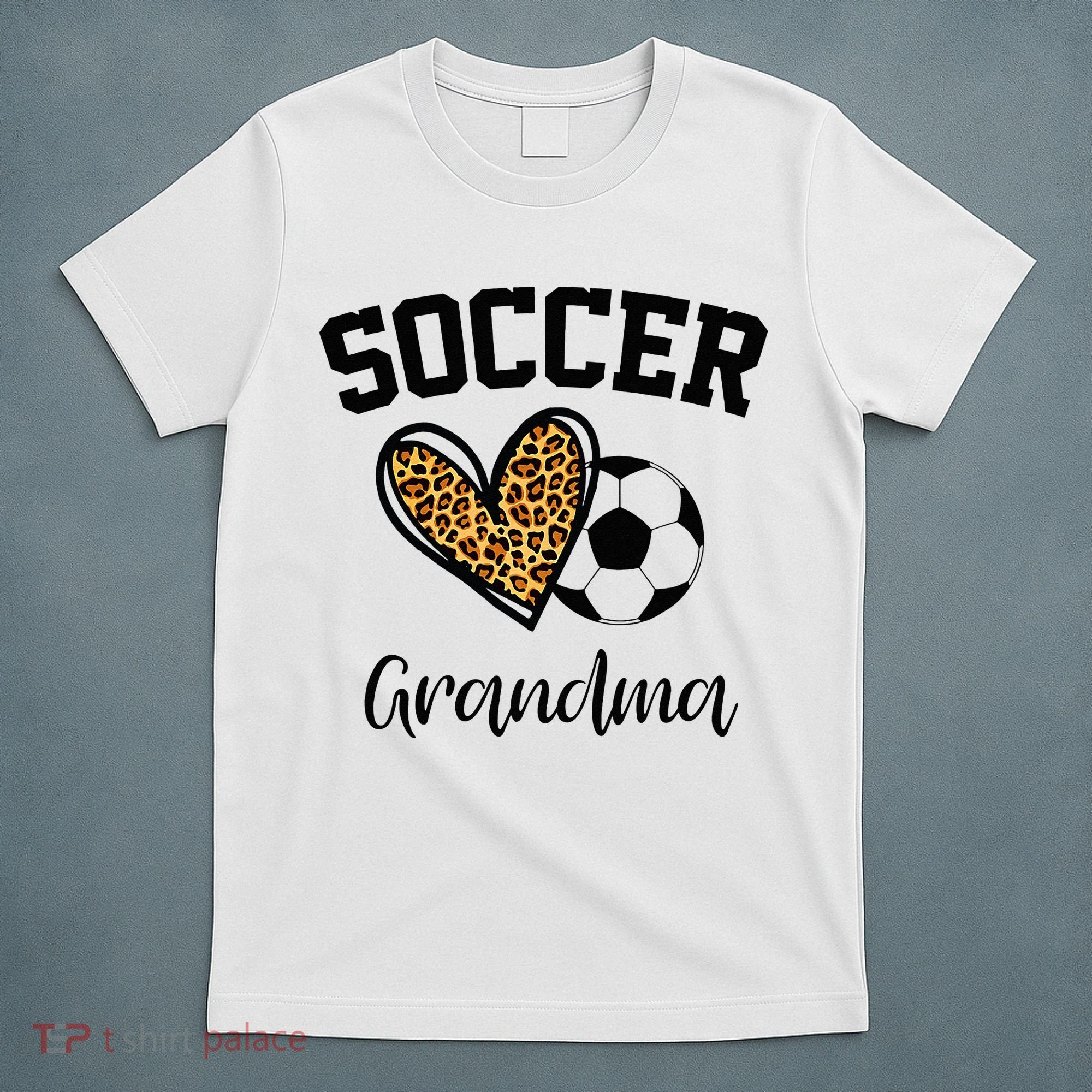 Soccer Grandma Leopard Heart Funny Mothers Day T-Shirt