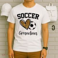 Soccer Grandma Leopard Heart Funny Mothers Day T-Shirt thumb 6