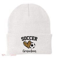 Soccer Grandma Leopard Heart Funny Mothers Day Beanie thumb 0