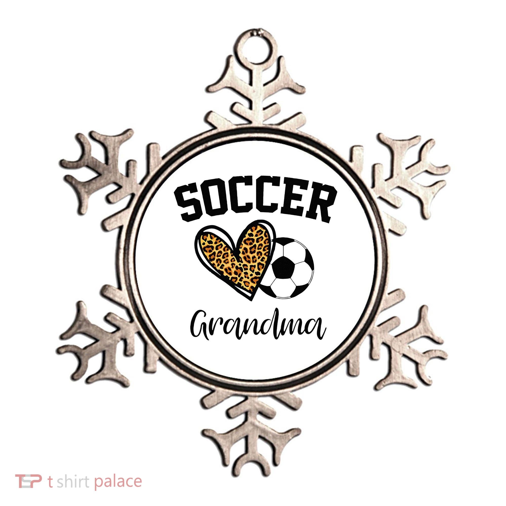 Soccer Grandma Leopard Heart Funny Mothers Day Ornament