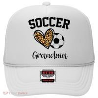 Soccer Grandma Leopard Heart Funny Mothers Day Hat thumb 0