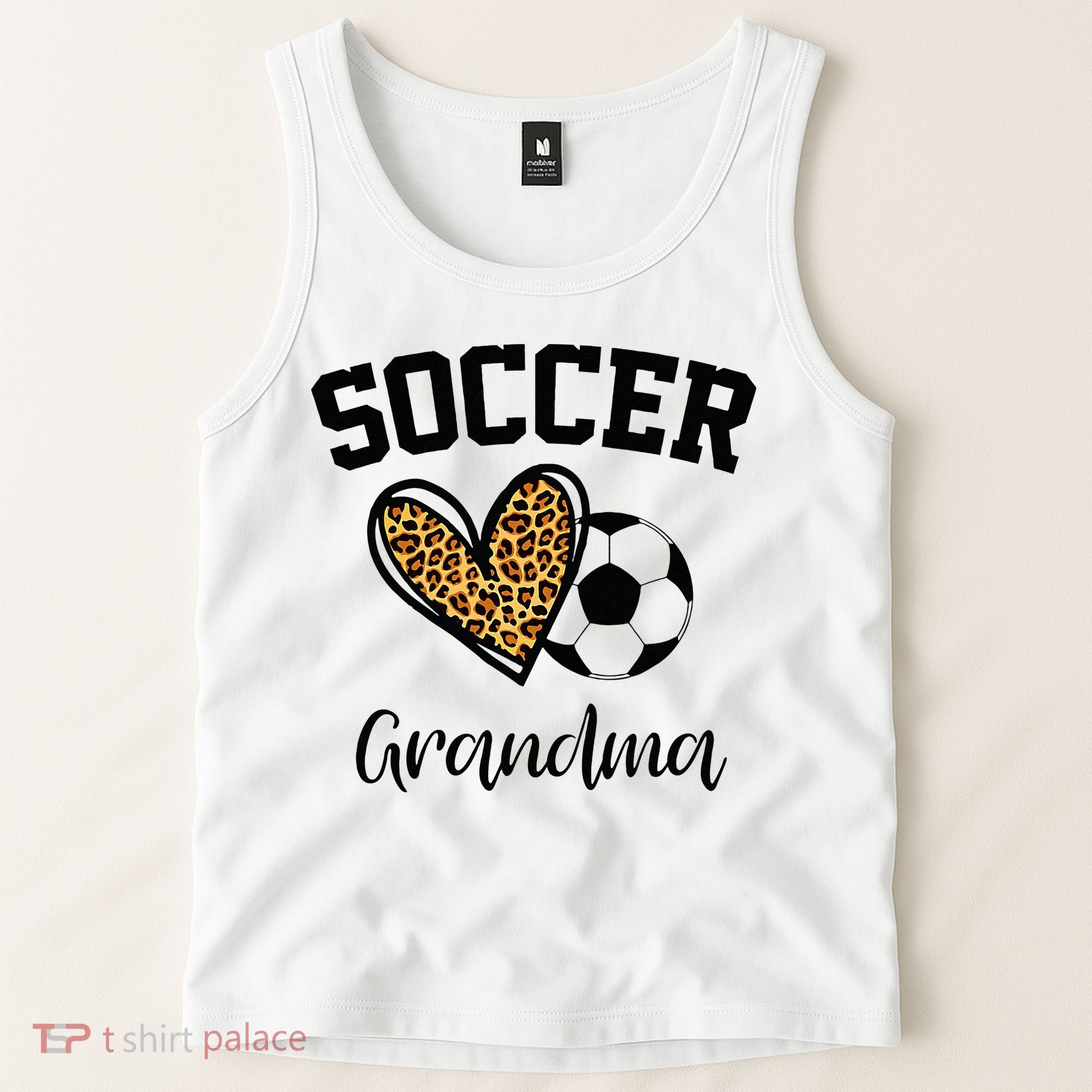 Soccer Grandma Leopard Heart Funny Mothers Day Tank Top