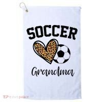 Soccer Grandma Leopard Heart Funny Mothers Day Golf Towel thumb 0