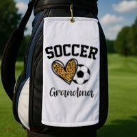 Soccer Grandma Leopard Heart Funny Mothers Day Golf Towel thumb 2