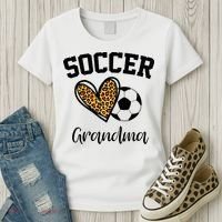 Soccer Grandma Leopard Heart Funny Mothers Day Women's T-Shirt thumb 3