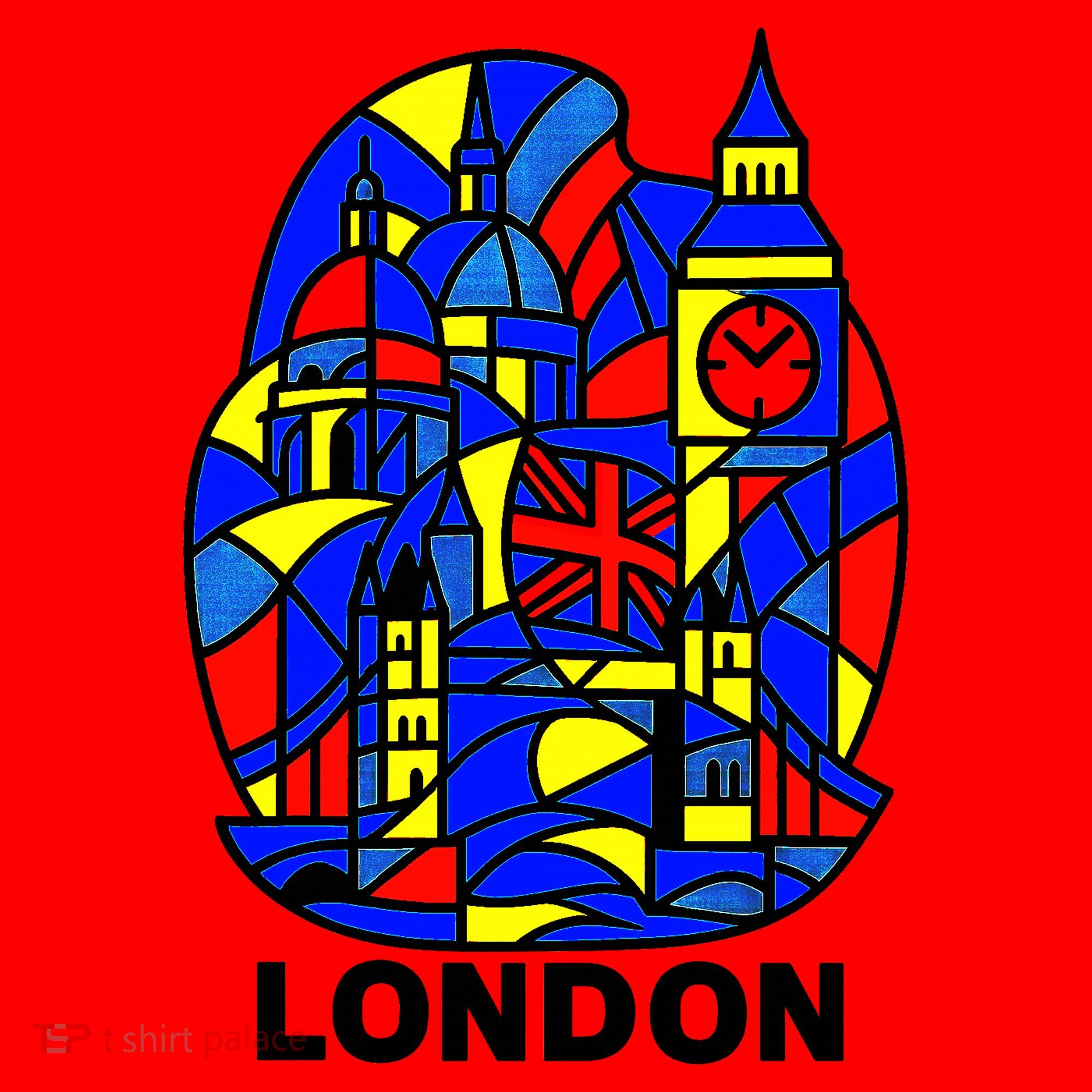 Stained Glass London Landmarks Santa Hat