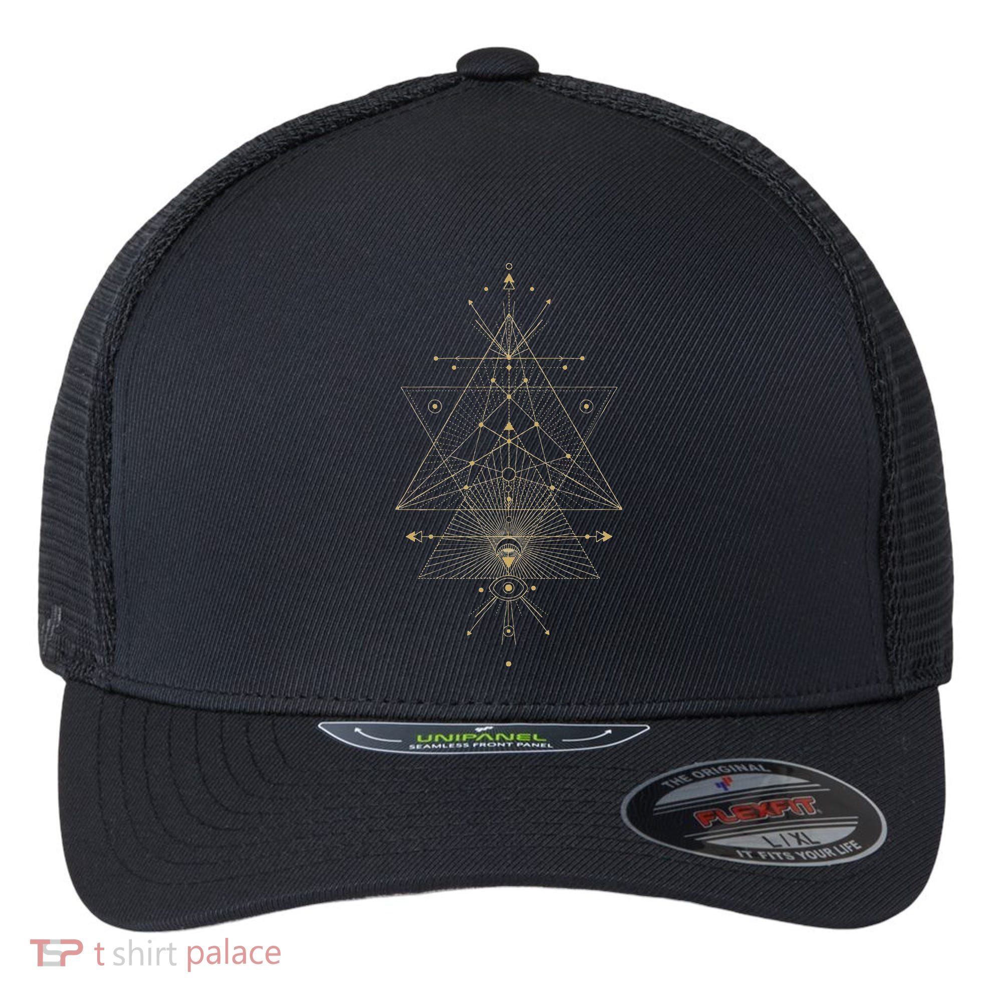 Sacred Geometry Mystical Symbol Flexfit Unipanel Trucker Cap