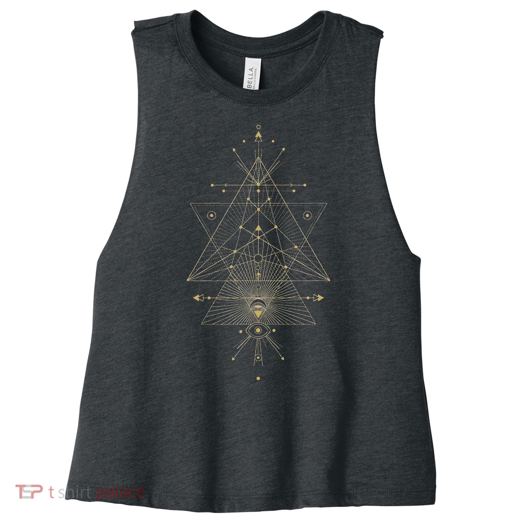Sacred Geometry Mystical Symbol Women's Racerback Cropped Tank