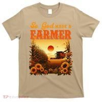 So God Made A Farmer Farm Life Christian Vintage Sunflower T-Shirt thumb 0