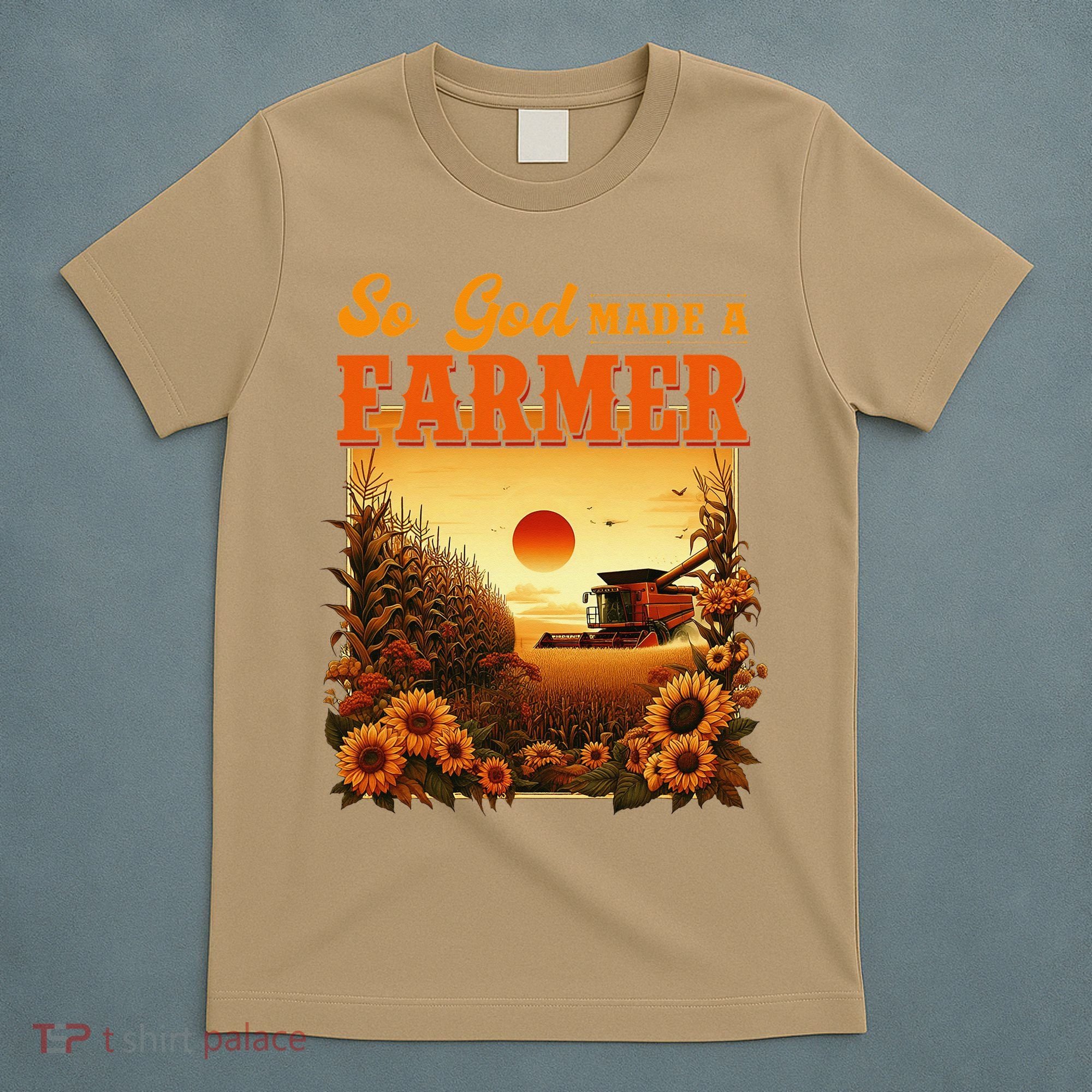 So God Made A Farmer Farm Life Christian Vintage Sunflower T-Shirt