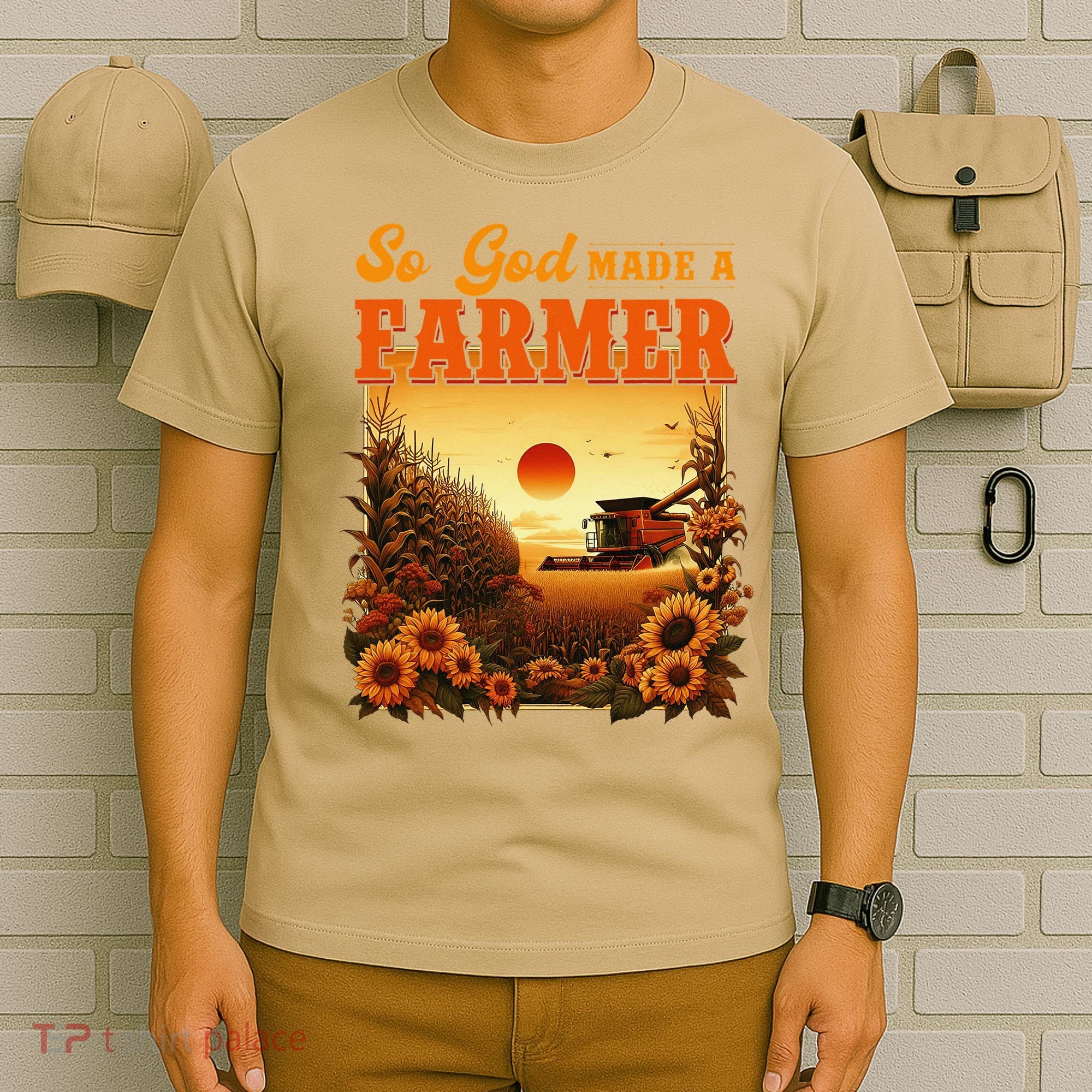 So God Made A Farmer Farm Life Christian Vintage Sunflower T-Shirt