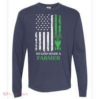 So God Made A Farmer Farming Farmer Comfort Colors Heavyweight Long Sleeve T-Shirt thumb 0