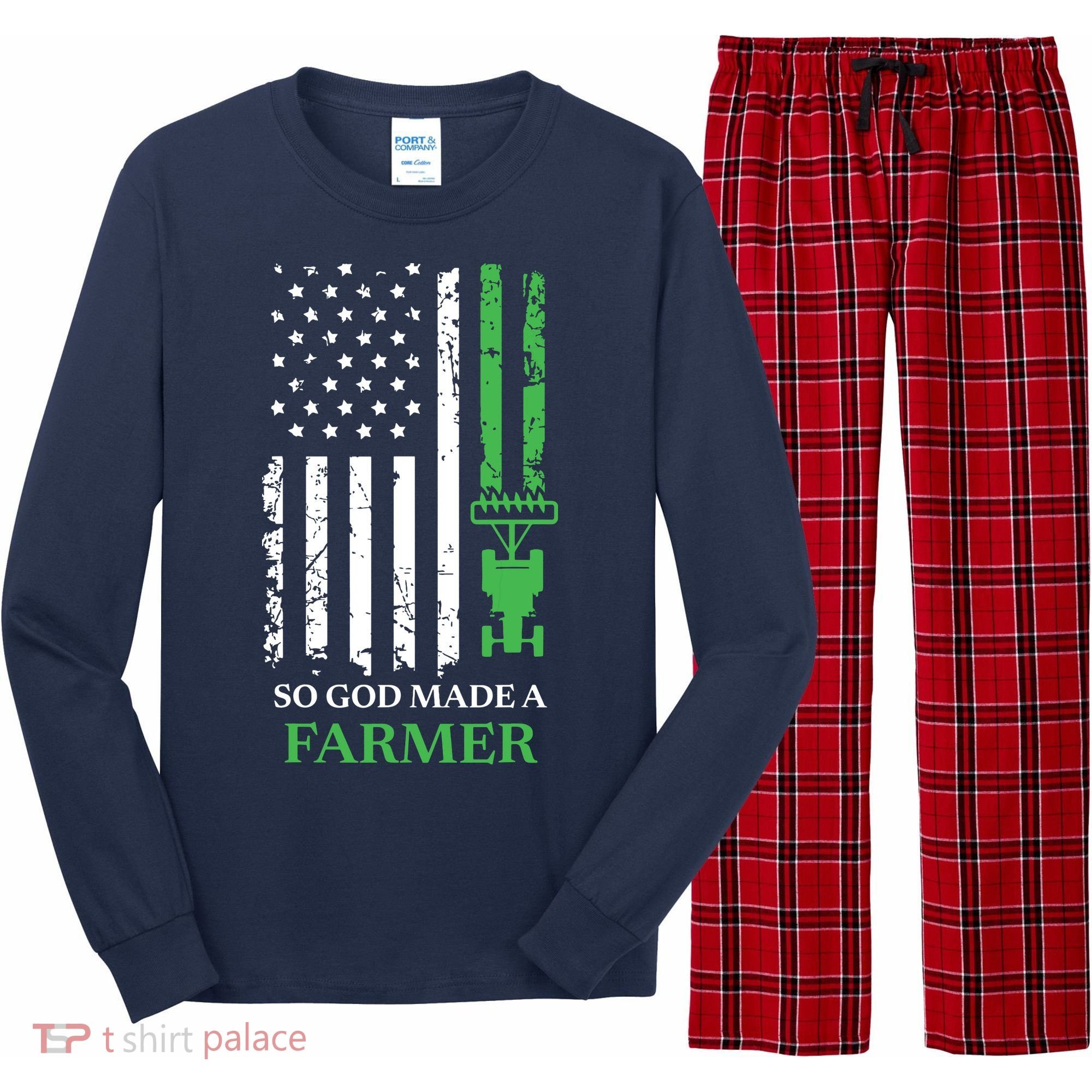 So God Made A Farmer Farming Farmer Long Sleeve Pajama Set