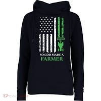 So God Made A Farmer Farming Farmer Womens Funnel Neck Pullover Hood thumb 0