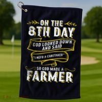 So God Made A Farmer Farming Agriculture Golf Towel thumb 1