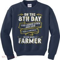 So God Made A Farmer Farming Agriculture Kids Sweatshirt thumb 0