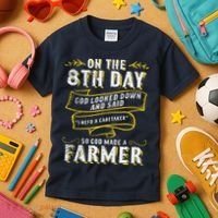 So God Made A Farmer Farming Agriculture Kids T-Shirt thumb 3