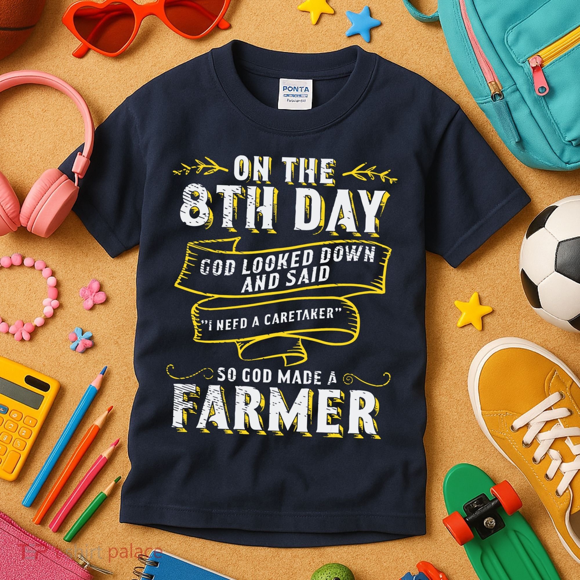 So God Made A Farmer Farming Agriculture Kids T-Shirt