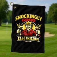 Shockingly Good Master Electrician Humor Golf Towel thumb 1