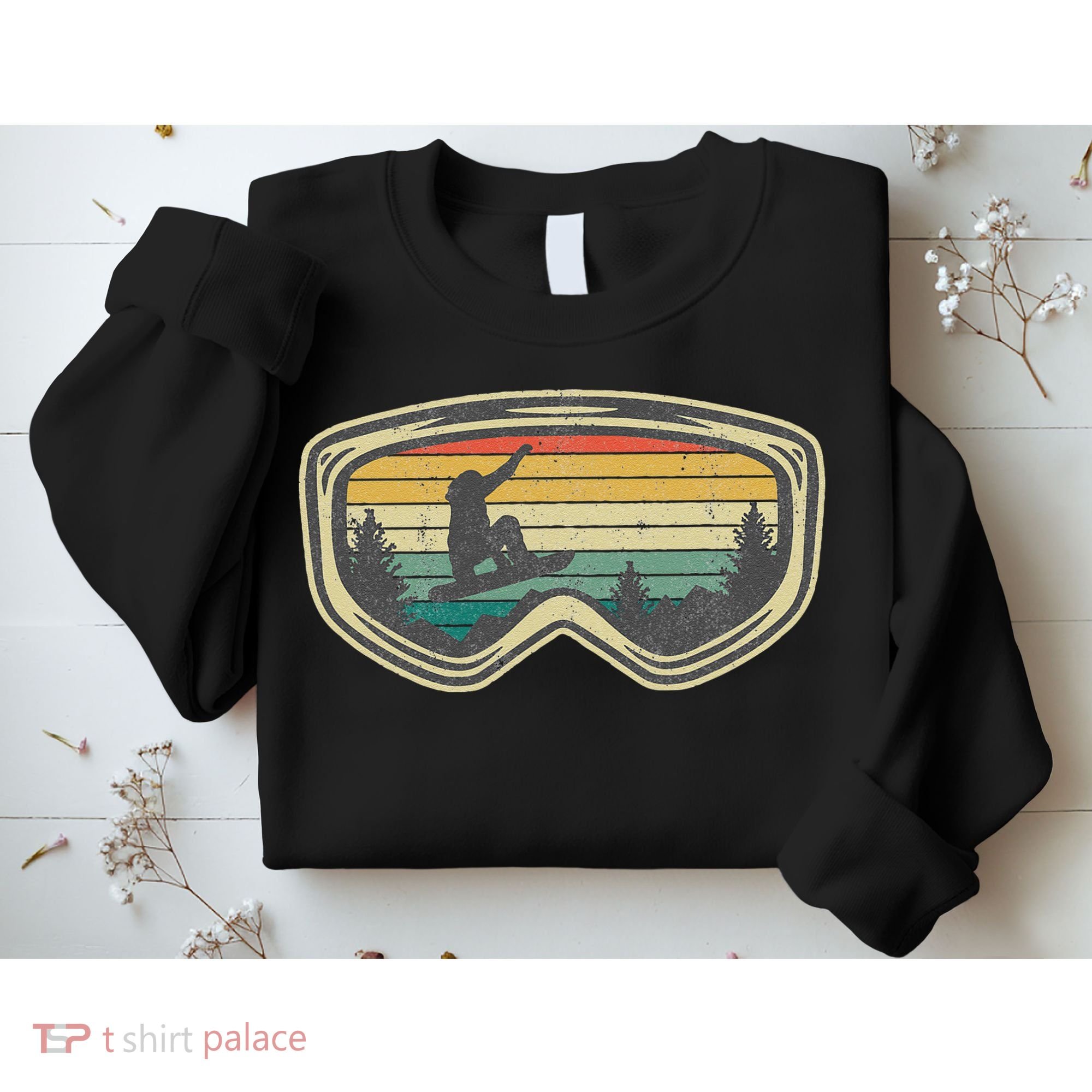 Snowboard Goggles Mountain Snowboarding Retro Vacation  Sweatshirt