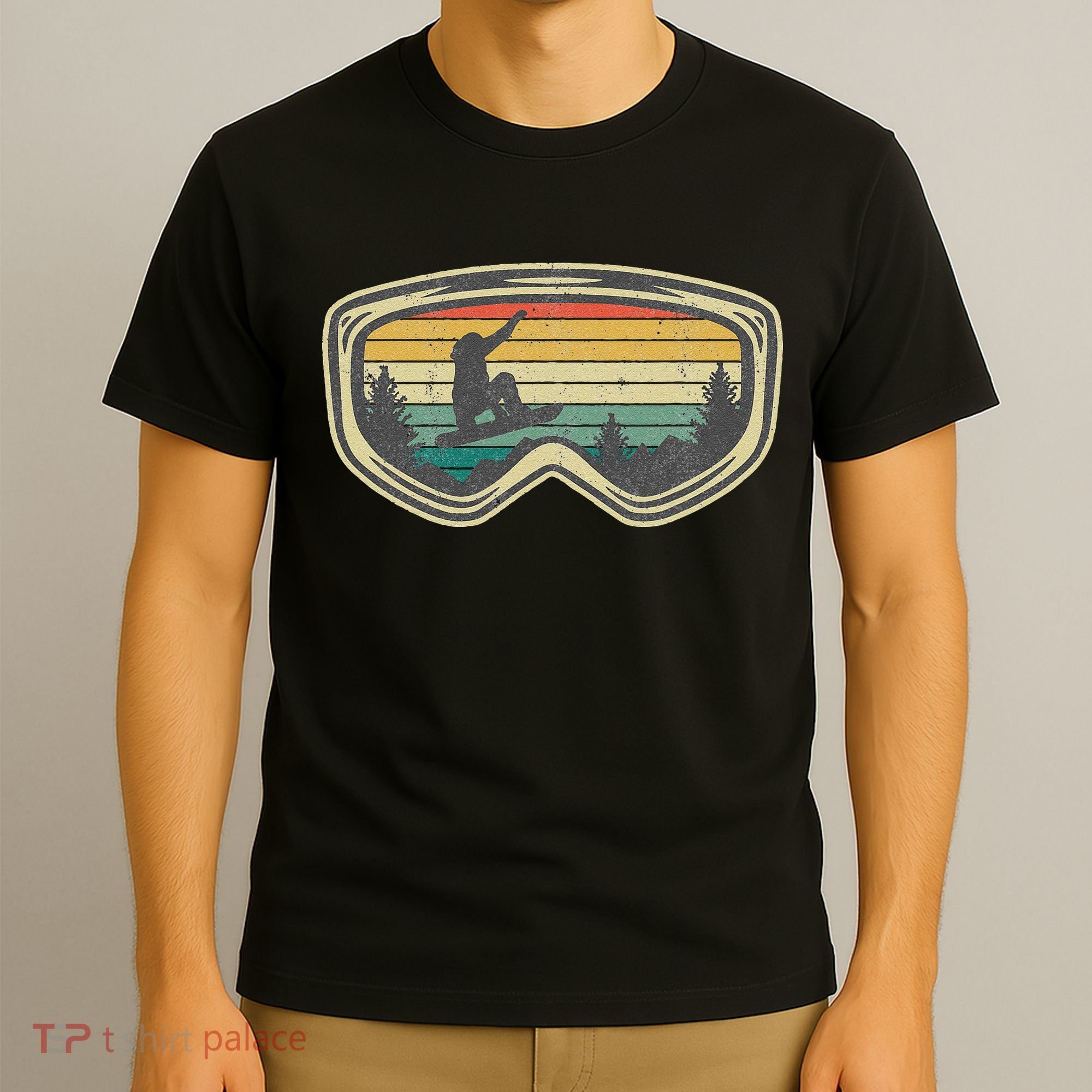 Snowboard Goggles Mountain Snowboarding Retro Vacation  T-Shirt