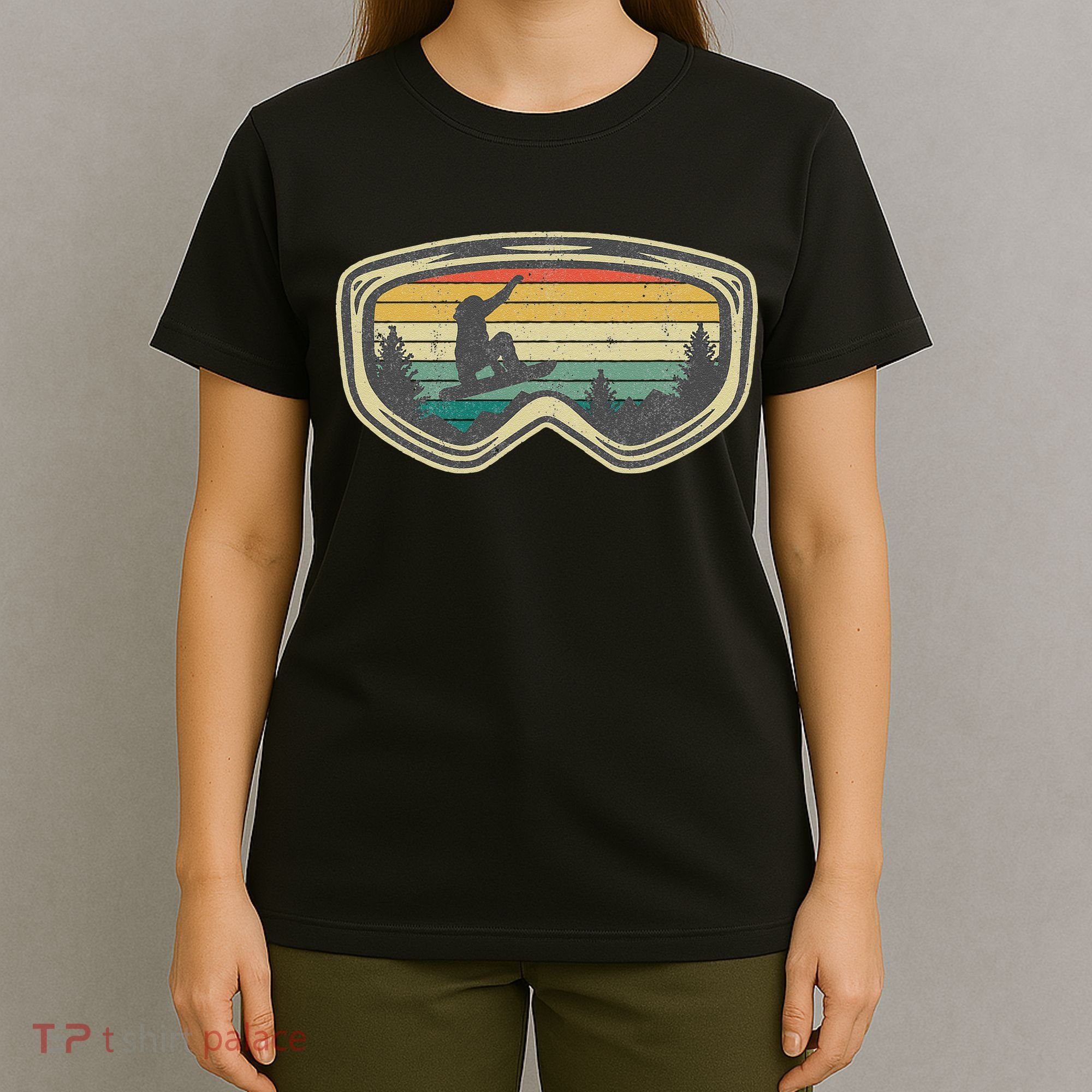 Snowboard Goggles Mountain Snowboarding Retro Vacation  T-Shirt