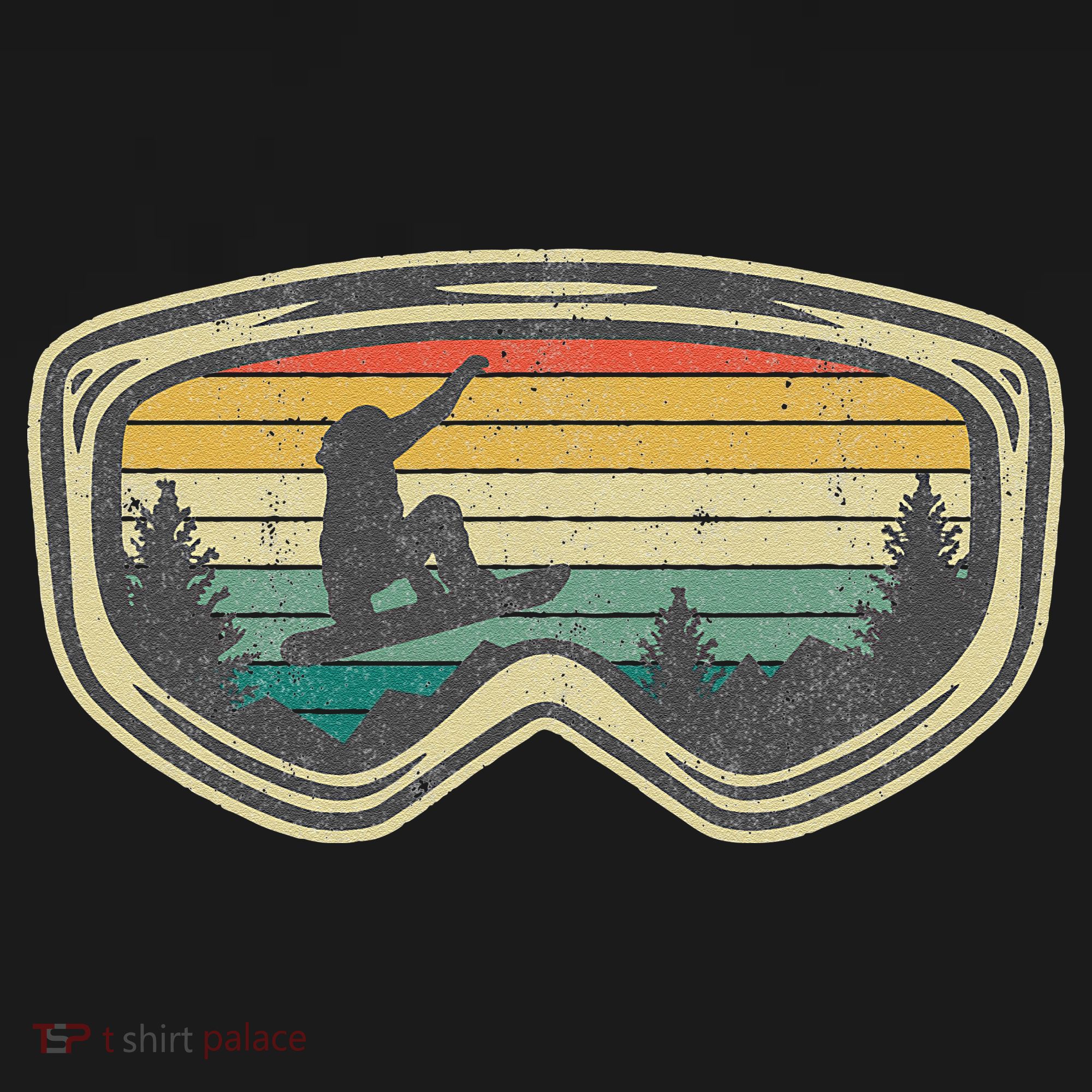 Snowboard Goggles Mountain Snowboarding Retro Vacation  Coaster