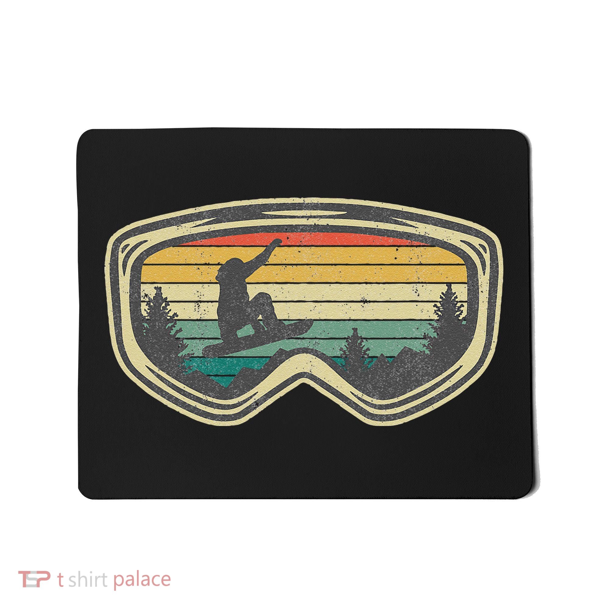 Snowboard Goggles Mountain Snowboarding Retro Vacation  Mousepad