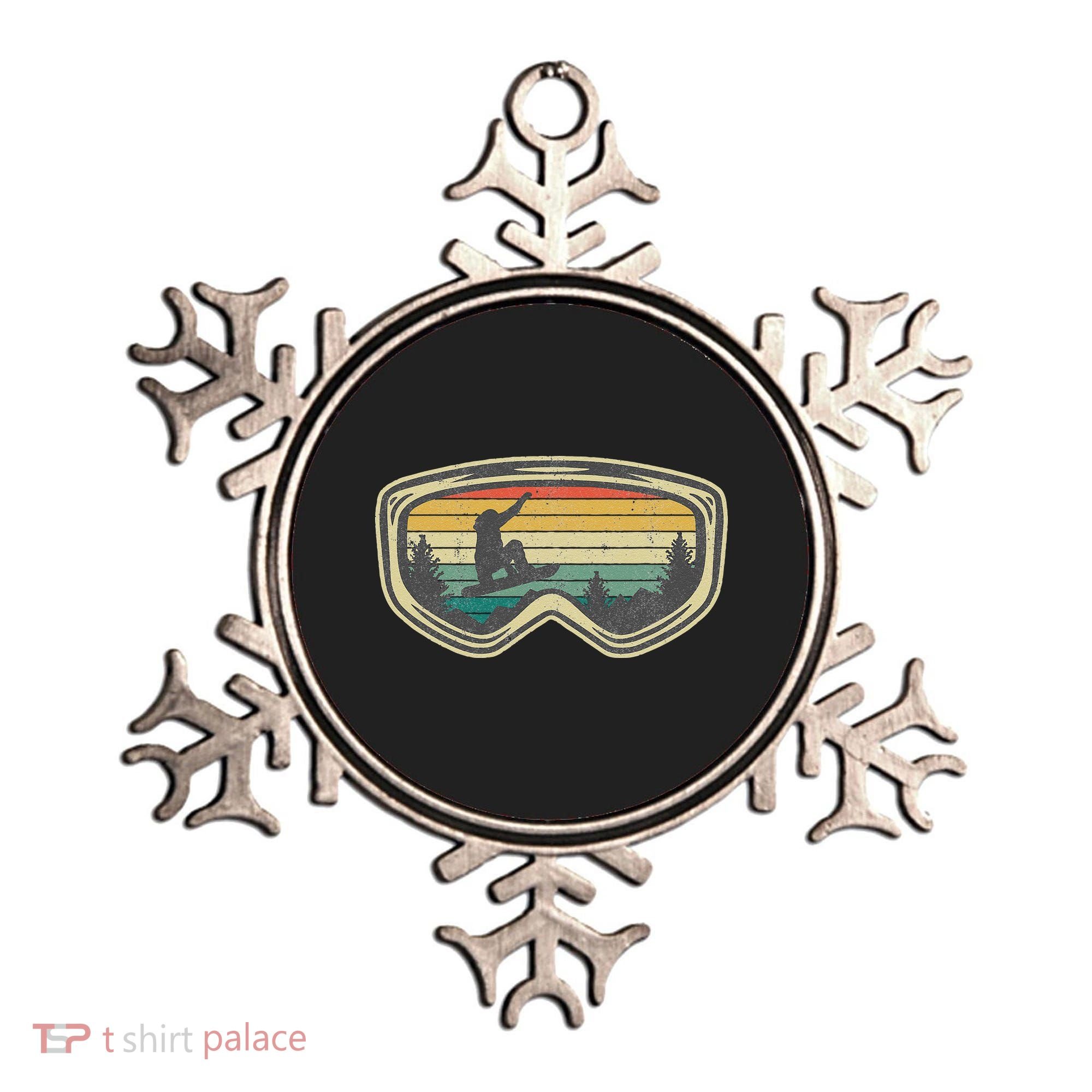 Snowboard Goggles Mountain Snowboarding Retro Vacation  Ornament