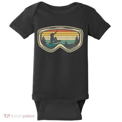 Snowboard Goggles Mountain Snowboarding Retro Vacation  Baby Bodysuit