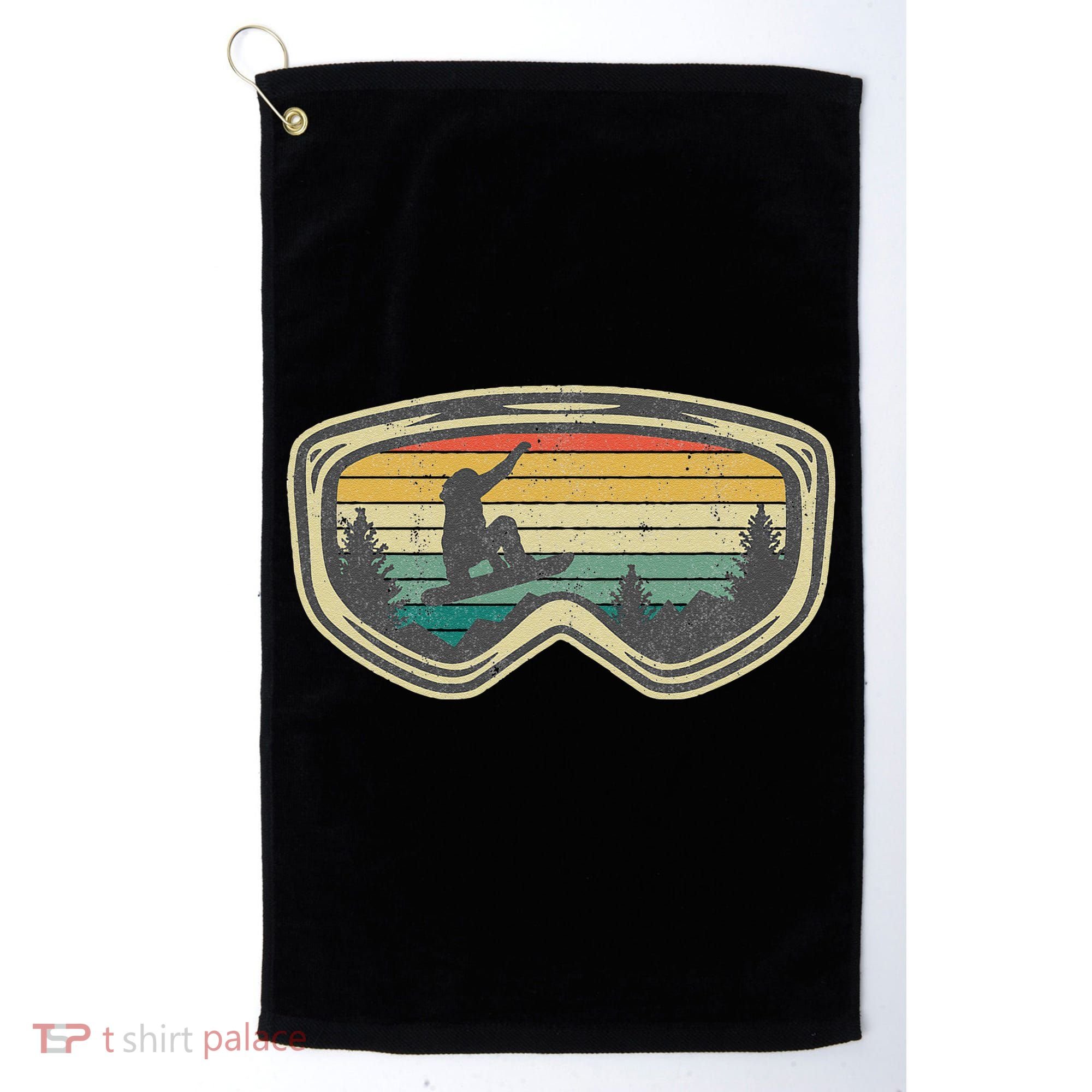 Snowboard Goggles Mountain Snowboarding Retro Vacation  Golf Towel