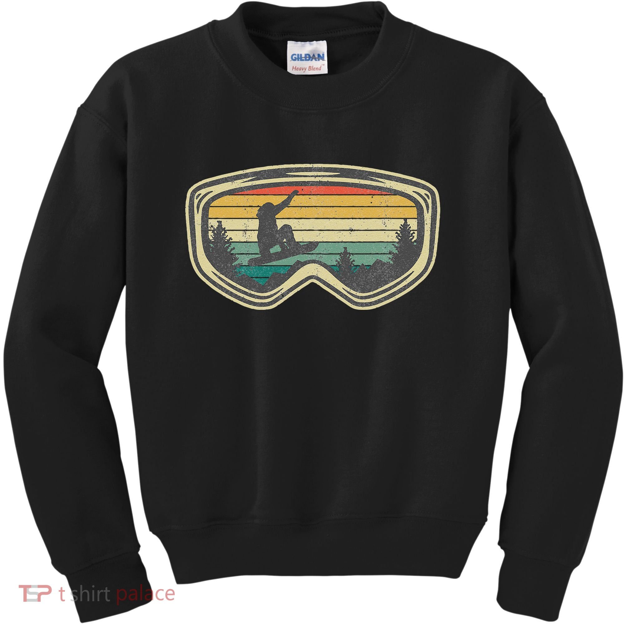 Snowboard Goggles Mountain Snowboarding Retro Vacation  Kids Sweatshirt
