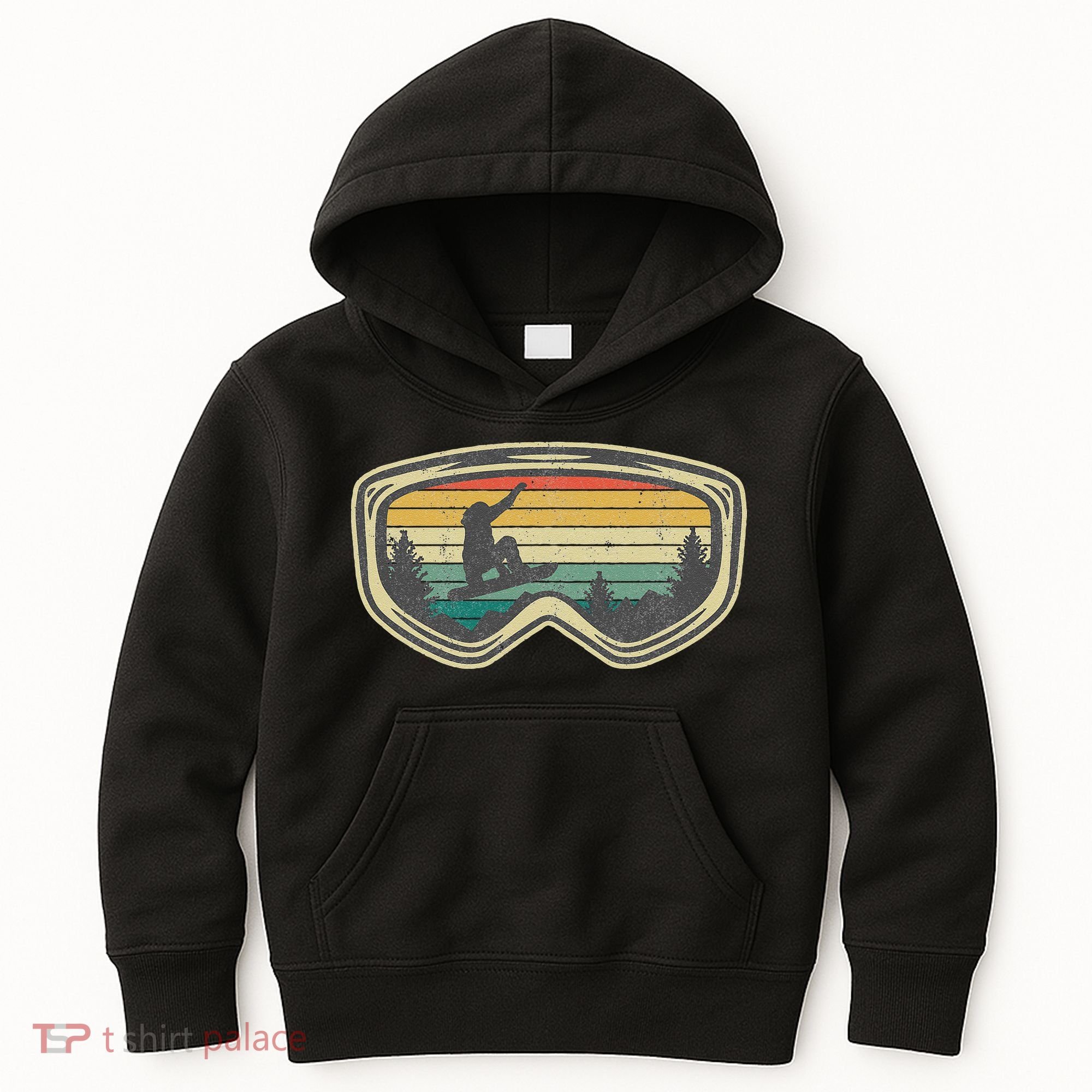 Snowboard Goggles Mountain Snowboarding Retro Vacation  Kids Hoodie