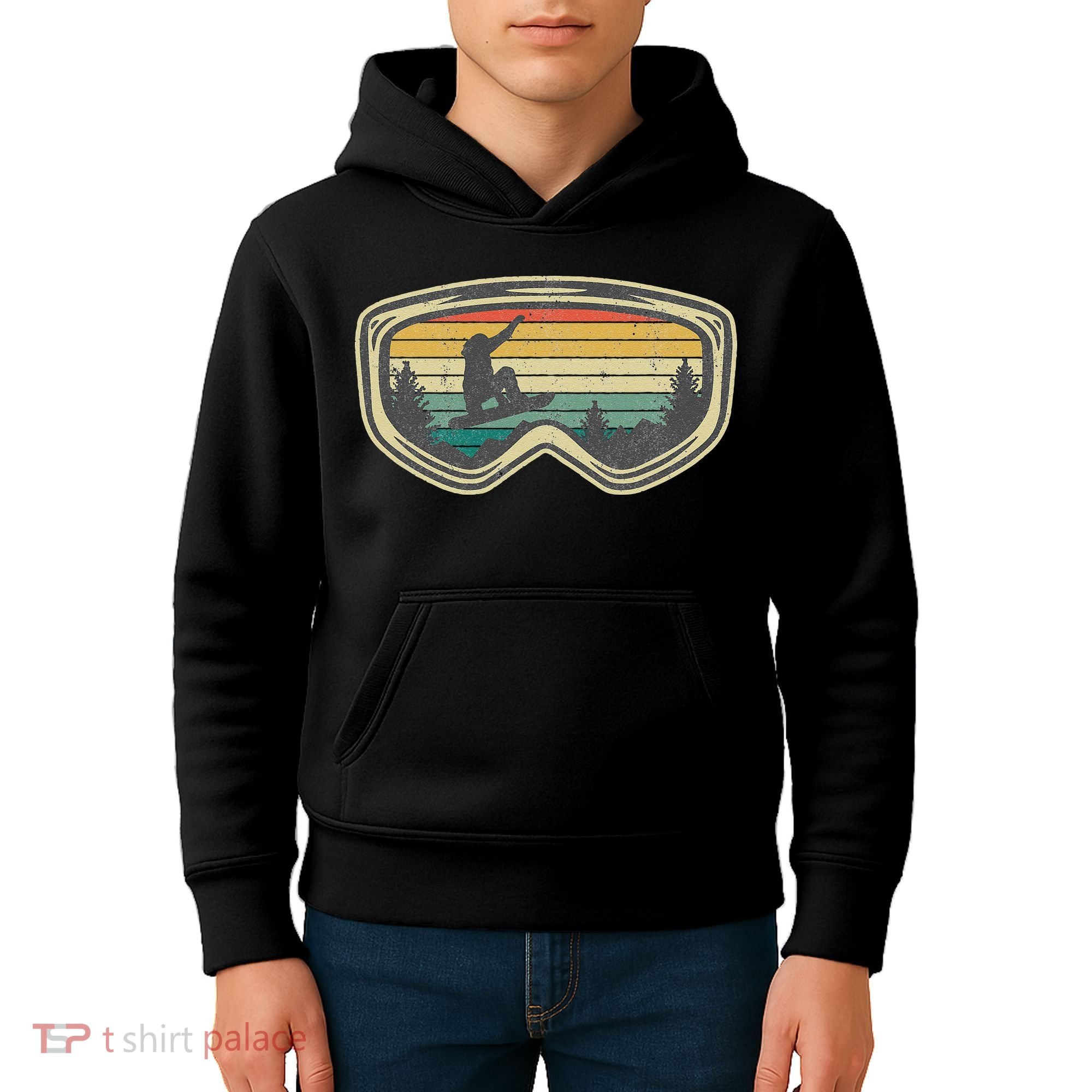 Snowboard Goggles Mountain Snowboarding Retro Vacation  Kids Hoodie