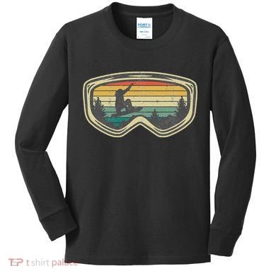 Snowboard Goggles Mountain Snowboarding Retro Vacation  Kids Long Sleeve Shirt