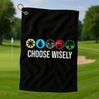 Symbols Gathering Magic Choose Wisely Blue Red Green Golf Towel thumb 1