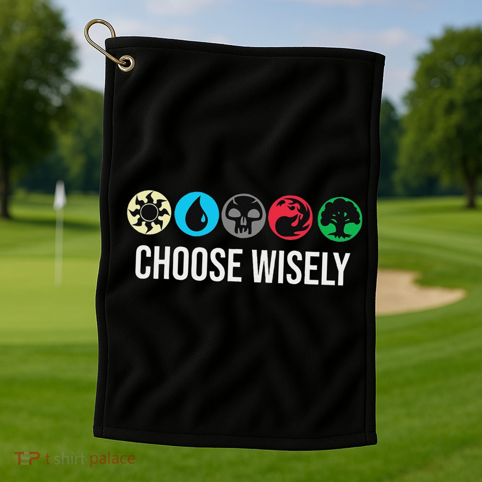 Symbols Gathering Magic Choose Wisely Blue Red Green Golf Towel