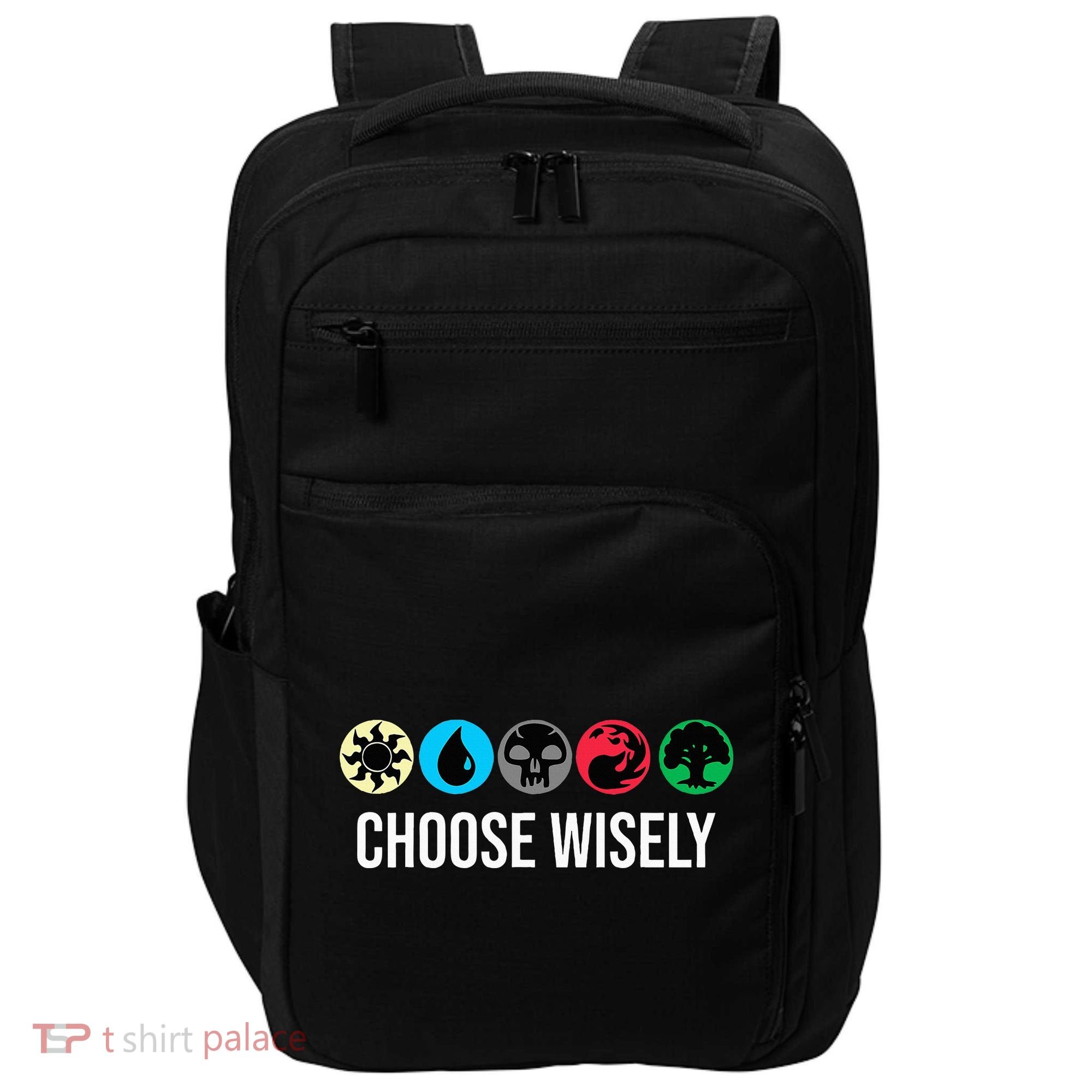 Symbols Gathering Magic Choose Wisely Blue Red Green Impact Tech Backpack