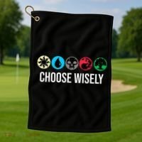 Symbols Gathering Magic Choose Wisely Blue Red Green Golf Towel thumb 1