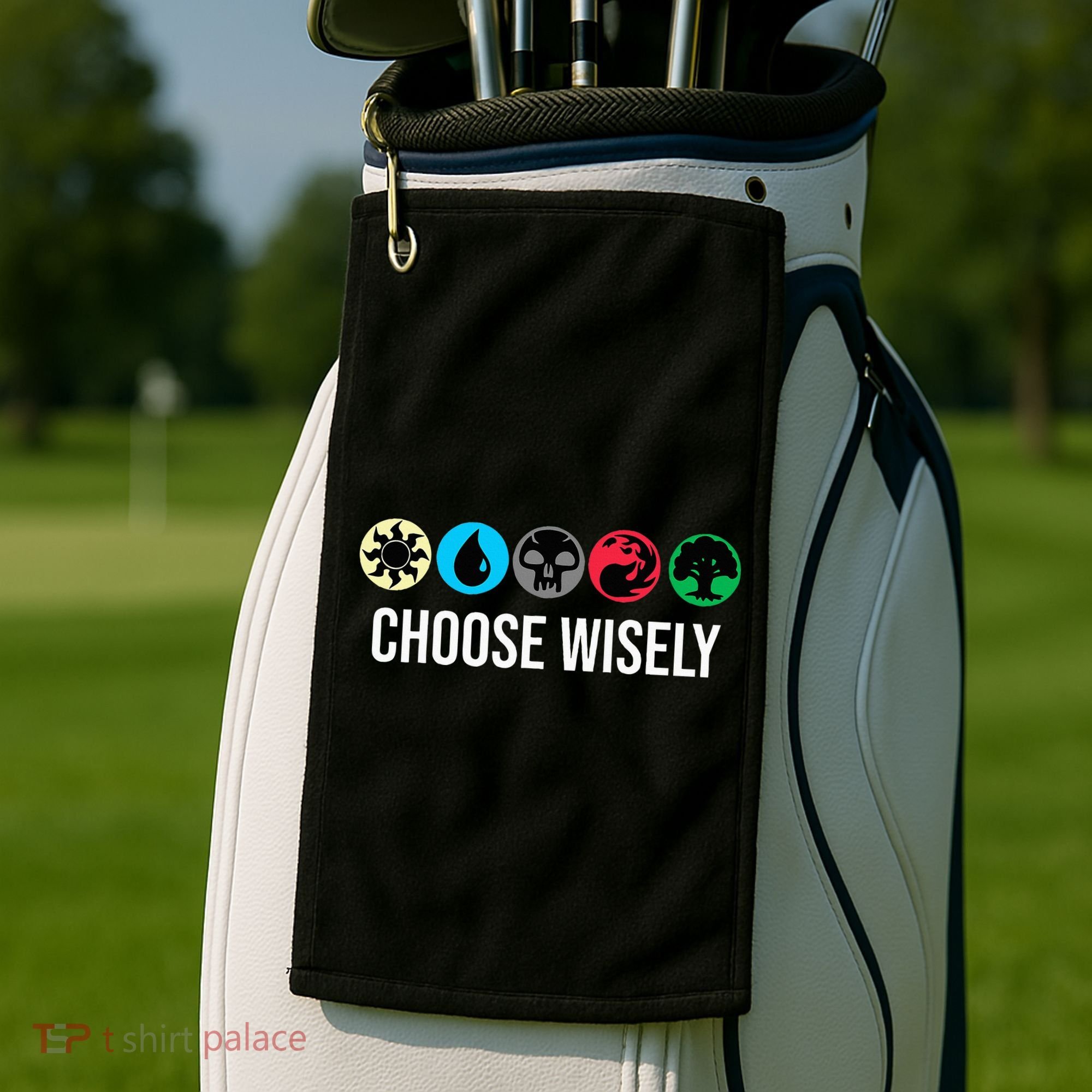 Symbols Gathering Magic Choose Wisely Blue Red Green Golf Towel