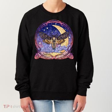 Stained Glass Moth Butterfly Moon Crest Women's Sweatshirt