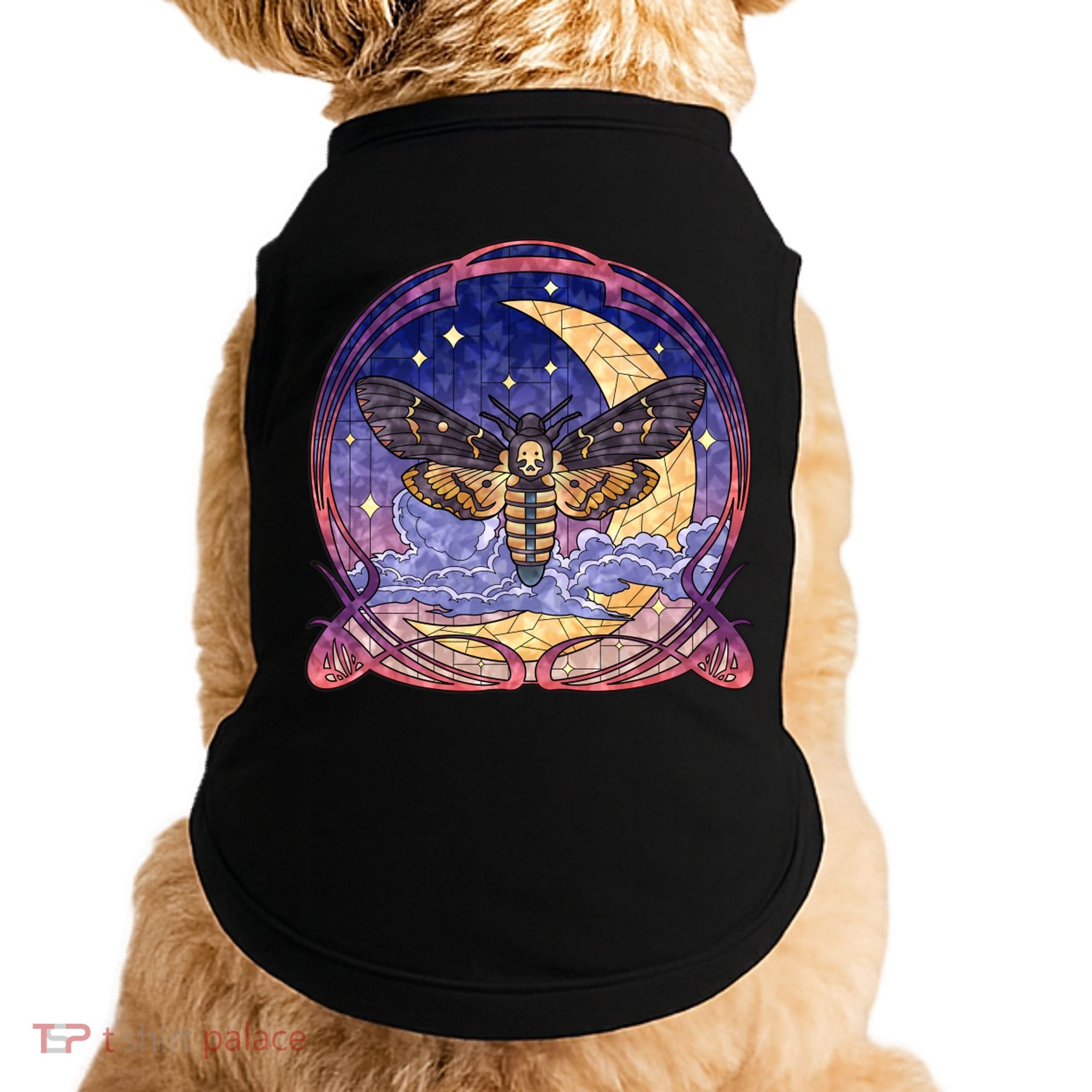 Stained Glass Moth Butterfly Moon Crest Doggie Tank