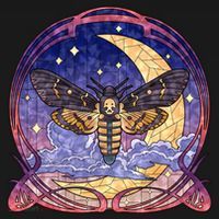 Stained Glass Moth Butterfly Moon Crest USA-Made Doggie Bandana thumb 2