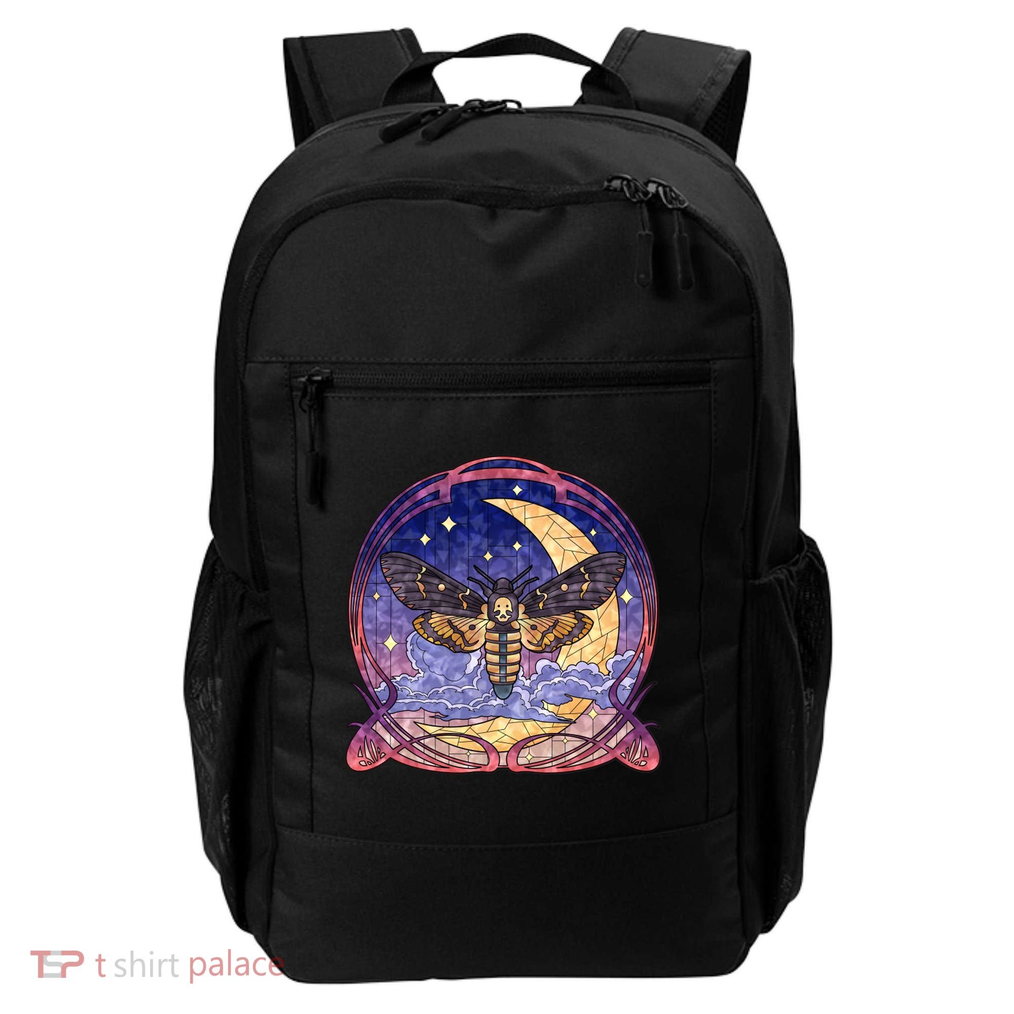 Stained Glass Moth Butterfly Moon Crest Backpack
