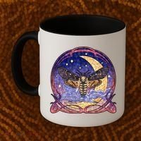 Stained Glass Moth Butterfly Moon Crest Coffee Mug thumb 2