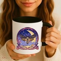 Stained Glass Moth Butterfly Moon Crest Coffee Mug thumb 3