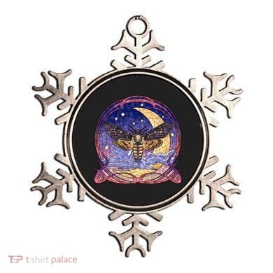 Stained Glass Moth Butterfly Moon Crest Ornament